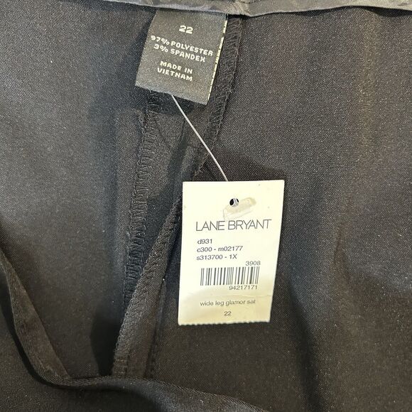 NEW Lane Bryant Wide Leg Pants Trousers Black Size 22 Satin Micro Stripe Dressy - Picture 7 of 10